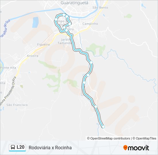 Mapa de L20 de autobús