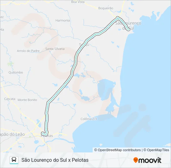 274 SÃO LOURENÇO DO SUL X PELOTAS Bus Line Map