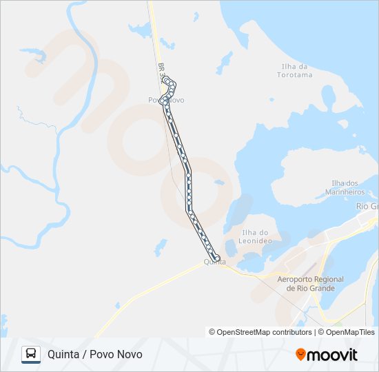 Mapa da linha 050 INTERDISTRITAL - QUINTA / POVO NOVO de 