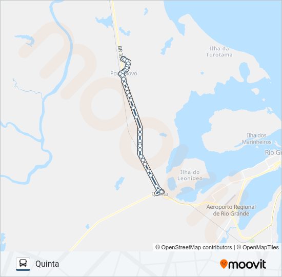 Mapa da linha 050 INTERDISTRITAL - QUINTA / POVO NOVO de 
