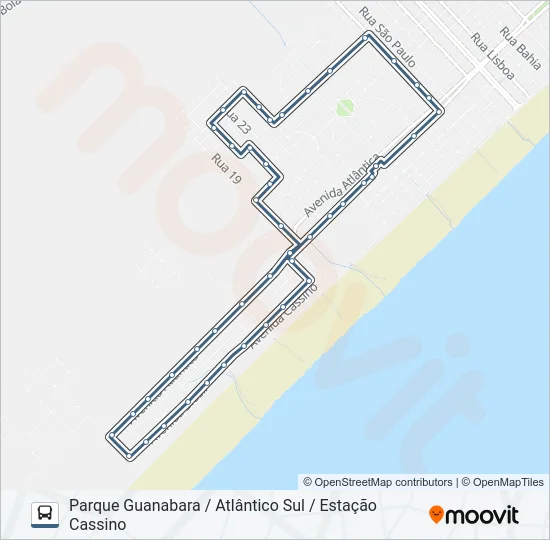 Mapa da linha 006 CIRCULAR CASSINO - ATLÂNTICO SUL / PARQUE GUANABARA de 