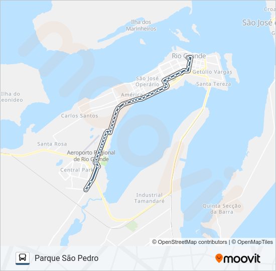 Mapa da linha 022 PARQUE SÃO PEDRO VIA HUMAITÁ de 