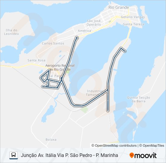 Mapa da linha 030 JUNÇÃO BARRA VIA AVENIDA ITÁLIA de 