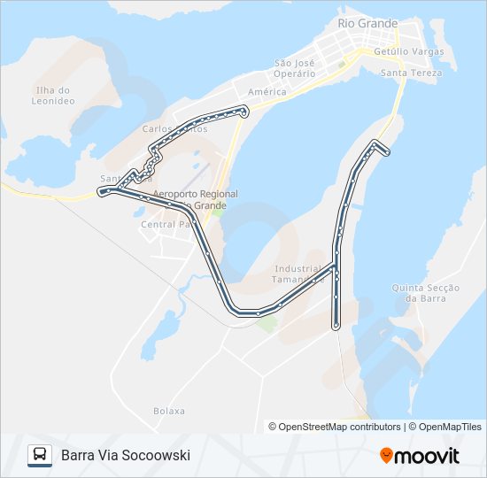 Mapa da linha 030 JUNÇÃO BARRA VIA AVENIDA ITÁLIA de 