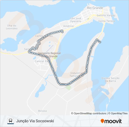 Mapa da linha 030 JUNÇÃO BARRA VIA AVENIDA ITÁLIA de 