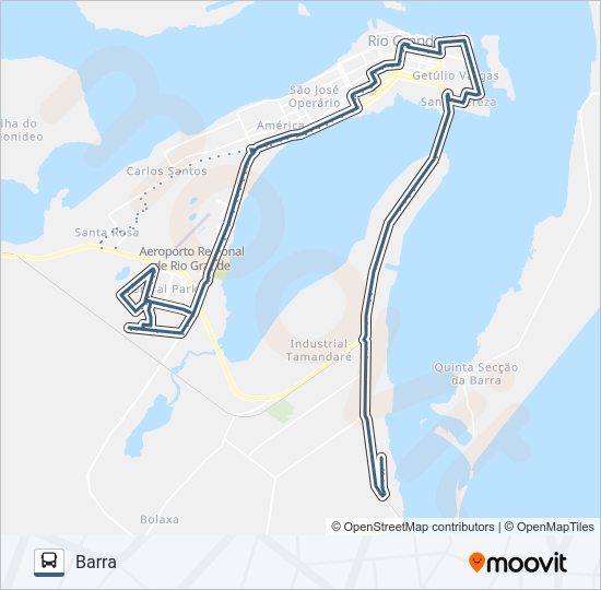 Mapa da linha 029 BARRA de 