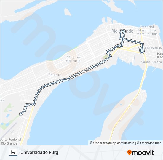 Mapa da linha 014 FURG / IFRS de 