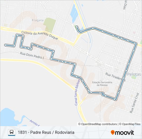Mapa da linha 1831 PADRE REUS de ônibus