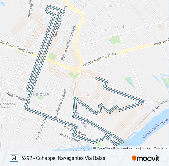 Mapa da linha 6291 NAVEGANTES COHABPEL de ônibus