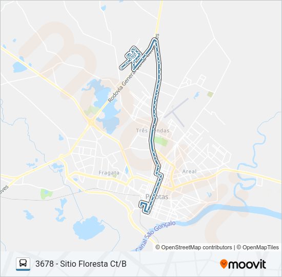 Mapa da linha 3661 SITIO FLORESTA de ônibus