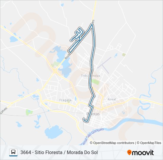 Mapa da linha 3661 SITIO FLORESTA de ônibus