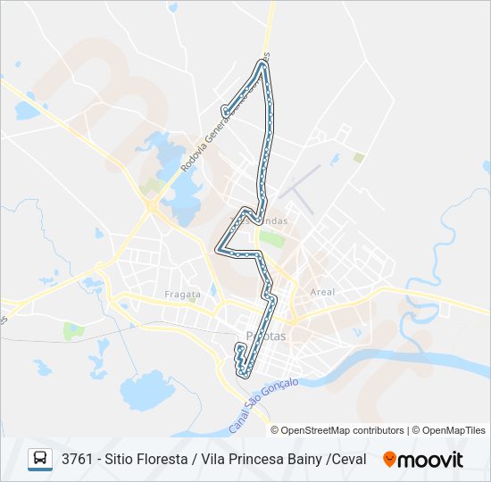 Mapa da linha 3661 SITIO FLORESTA de ônibus