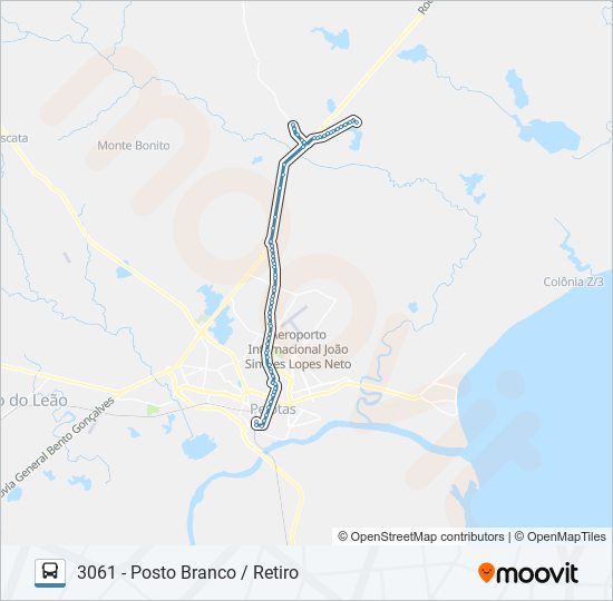 Mapa da linha 3061 POSTO BRANCO de ônibus