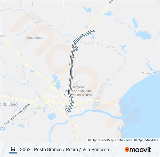 Mapa da linha 3061 POSTO BRANCO de ônibus