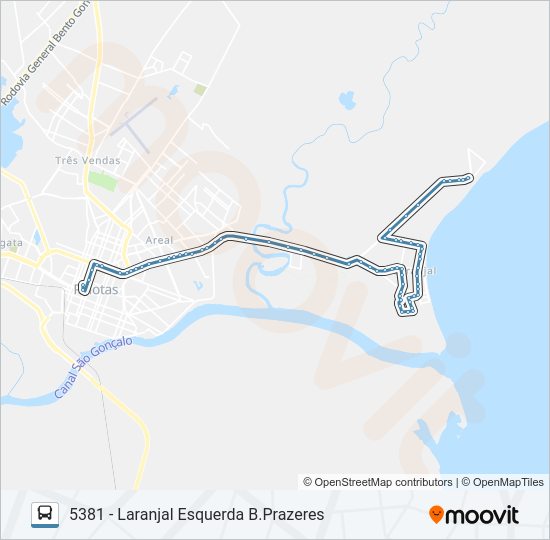 Mapa da linha 5281 BALNEÁRIO DOS PRAZERES de ônibus