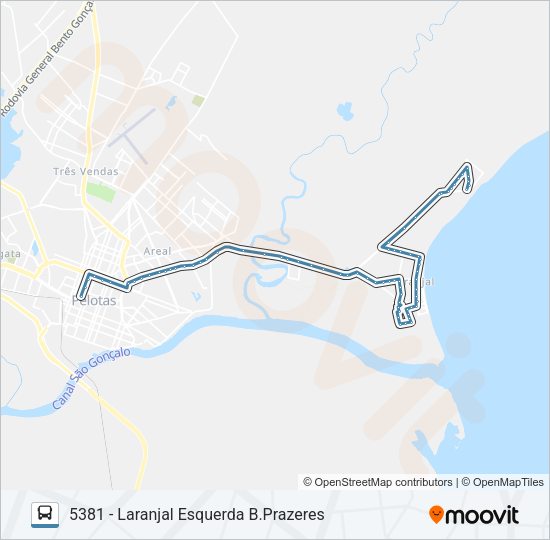 Mapa da linha 5281 BALNEÁRIO DOS PRAZERES de ônibus