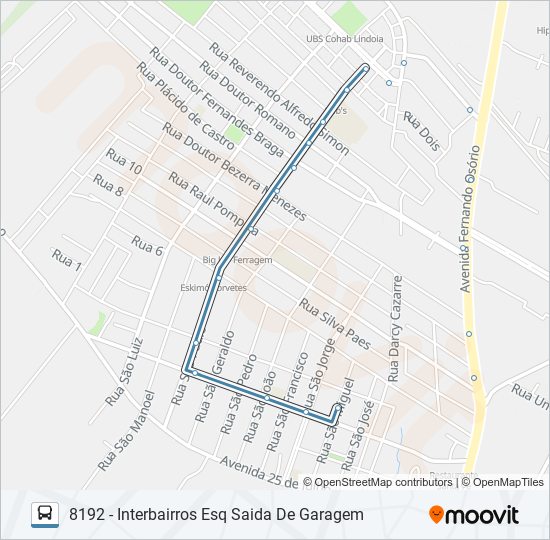 8192 INTERBAIRROS ESQUERDA bus Line Map