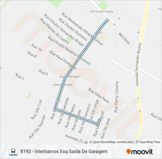 8192 INTERBAIRROS ESQUERDA Bus Line Map