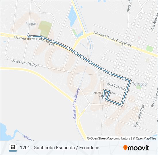 Mapa da linha 1201 GUABIROBA de ônibus