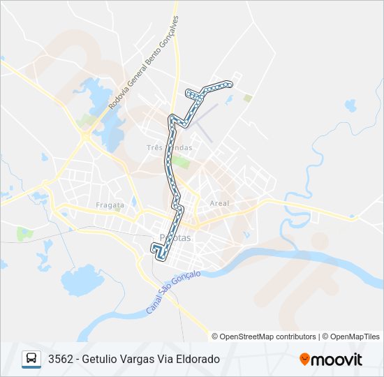 Mapa da linha 3561 GETULIO VARGAS de ônibus