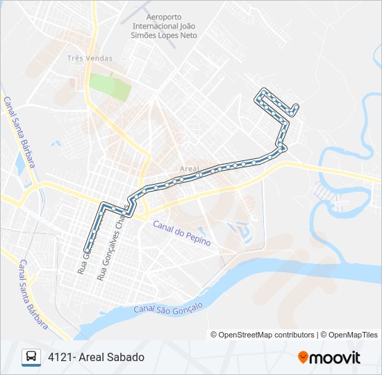 Mapa da linha 4121 AREAL de ônibus