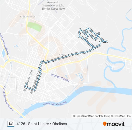 Mapa da linha 4121 AREAL de ônibus