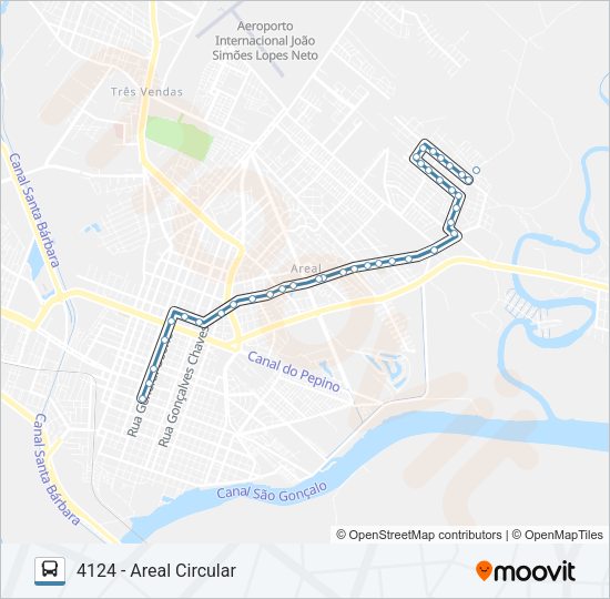Mapa da linha 4121 AREAL de ônibus