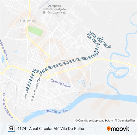 Mapa da linha 4121 AREAL de ônibus