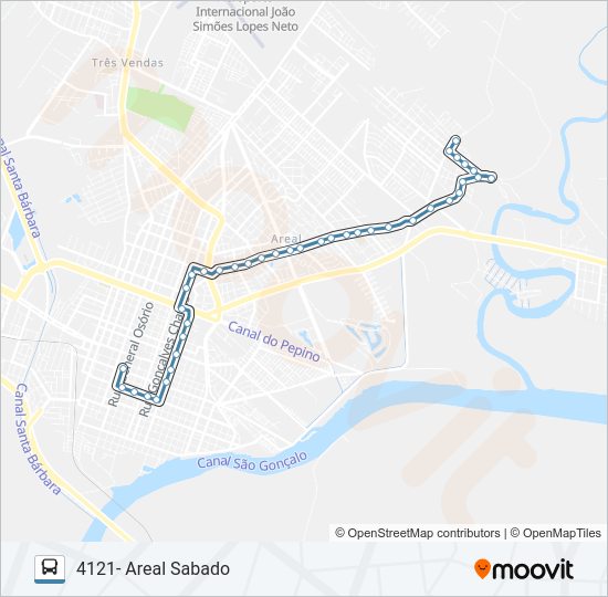 Mapa da linha 4121 AREAL de ônibus