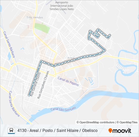 Mapa da linha 4121 AREAL de ônibus