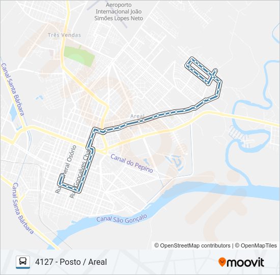 Mapa da linha 4121 AREAL de ônibus
