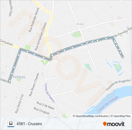 Mapa da linha 4581 CRUZEIRO de ônibus