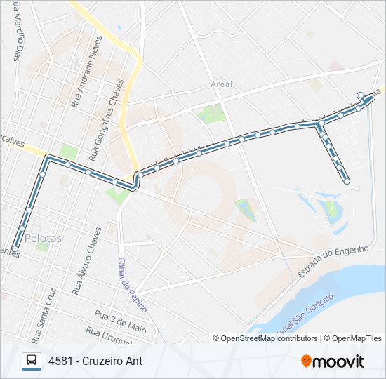 Mapa da linha 4581 CRUZEIRO de ônibus