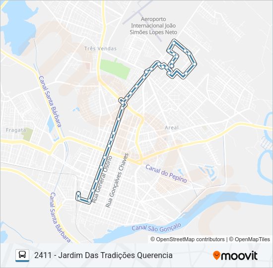 Mapa da linha 2411 JARDIM DAS TRADIÇÕES / QUERENCIA de ônibus