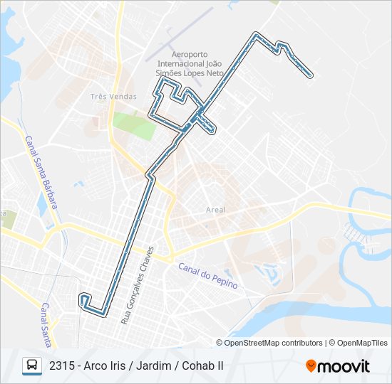 Mapa da linha 2311 ARCO IRIS de ônibus