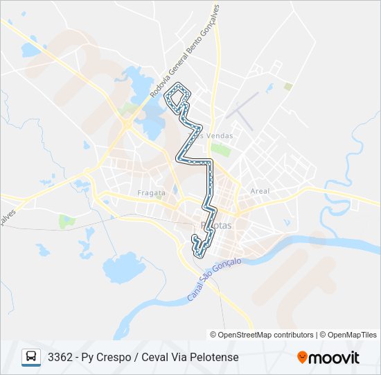 Mapa da linha 3361 PY CRESPO de ônibus