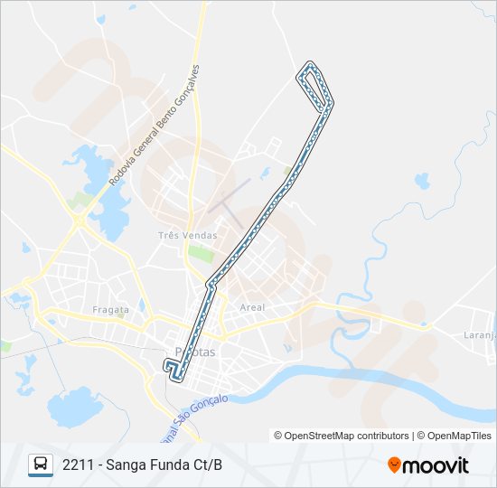 Mapa da linha 2211 SANGA FUNDA de ônibus