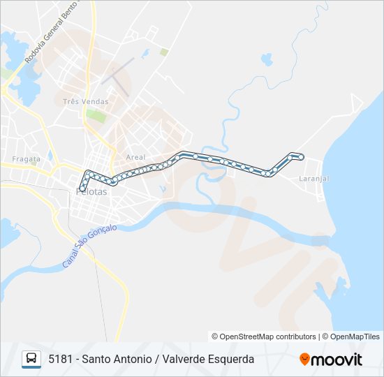 Mapa da linha 5181 SANTO ANTONIO de ônibus