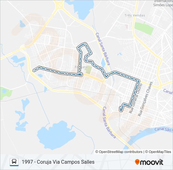 Mapa da linha 1999 CORUJA FRAGATA de ônibus