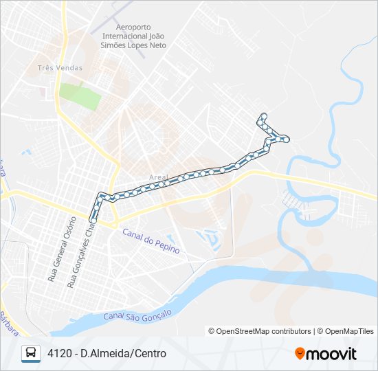 Mapa da linha 4122 CORUJA AREAL de ônibus