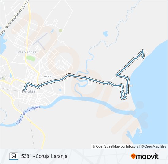 Mapa de 5382 CORUJA LARANJAL de autobús