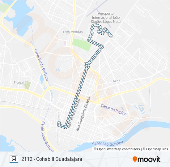 Mapa da linha 2111 COHAB II - CRISTOVAO de ônibus