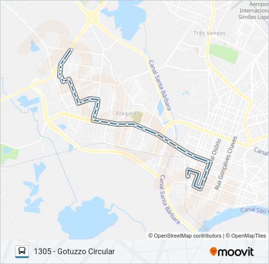 Mapa da linha 1301 GOTUZZO de ônibus