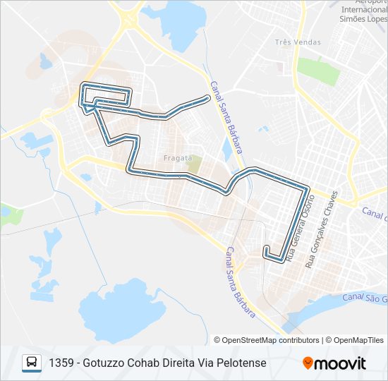 Mapa da linha 1301 GOTUZZO de ônibus