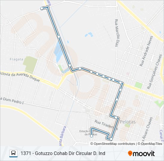 Mapa da linha 1301 GOTUZZO de ônibus
