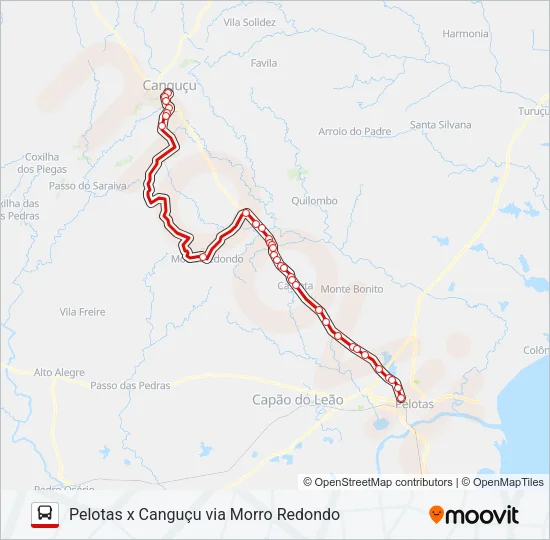 259 PELOTAS X CANGUÇU VIA MORRO REDONDO Bus Line Map