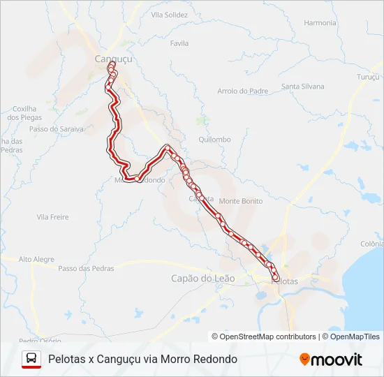259 PELOTAS X CANGUÇU VIA MORRO REDONDO Bus Line Map