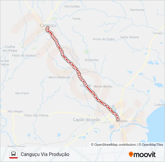 622 PELOTAS X CANGUÇU (VIA BR-392) Bus Line Map