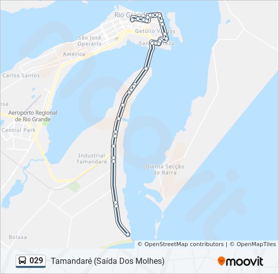 Mapa da linha 029 de ônibus