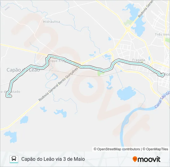 P702 CAPÃO DO LEÃO VIA 3 DE MAIO Bus Line Map